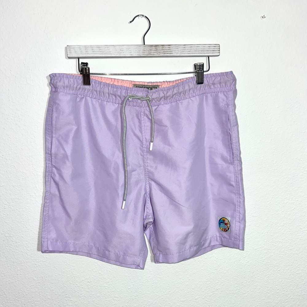 SURF SOCIETY Men's Swim Shorts Purple Board Shorts Large